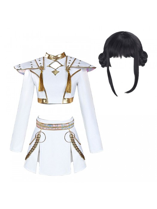 Simil Korean Pop Coreano Performance Hunter Vestito Parrucca Wig Dress DEMON013